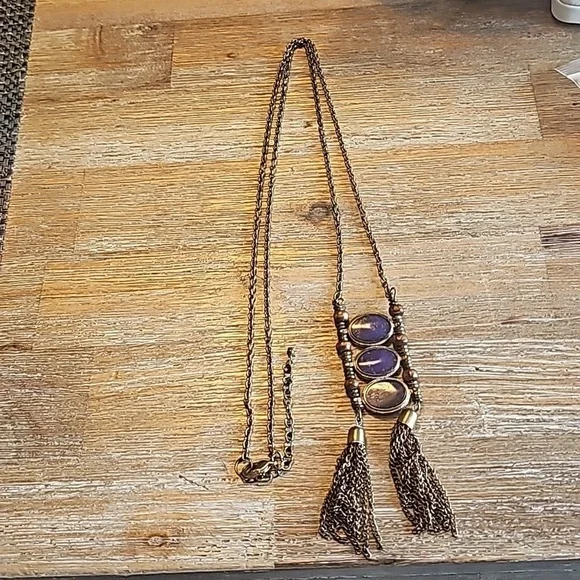 Turkmen tribal lapis lazuli Wedding brides maids beaded long necklace - Picture 4 of 5